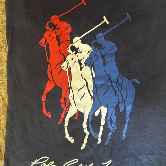 Polo Ralph Lauren Big & Tall Tricolor Player Logo T-Shirt | Navy | 4XB - Picture 4 of 4